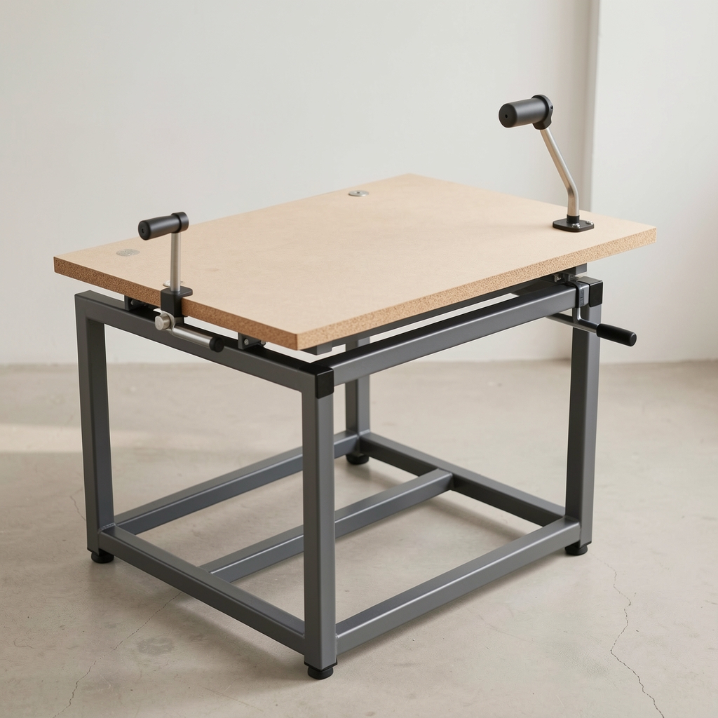 Birou reglabil pe înălțime manual NordDesk Standing 140 cu suprafață albă și mecanism cu manivelă, în birou minimalist