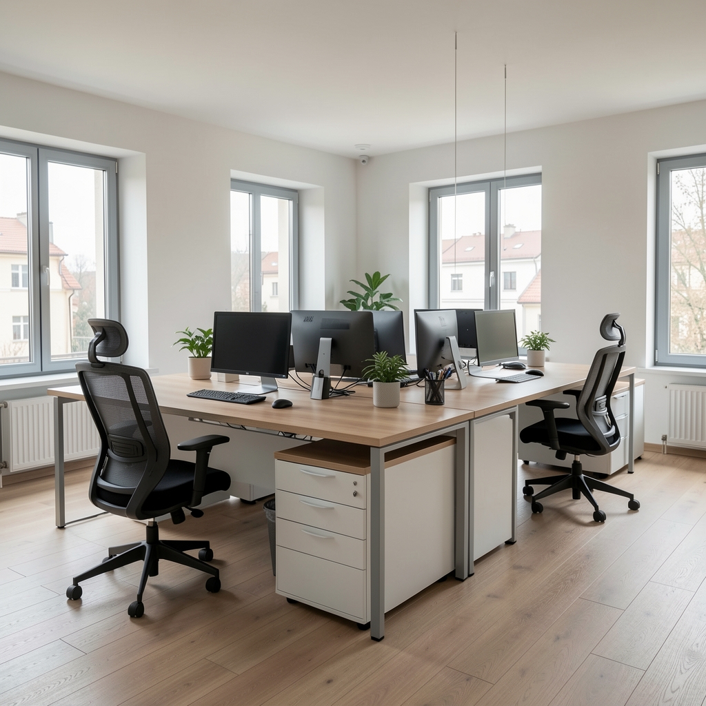 Echipa Avorenth în biroul modern din Oradea, România, cu mobilier ergonomic și spațiu de lucru colaborativ
