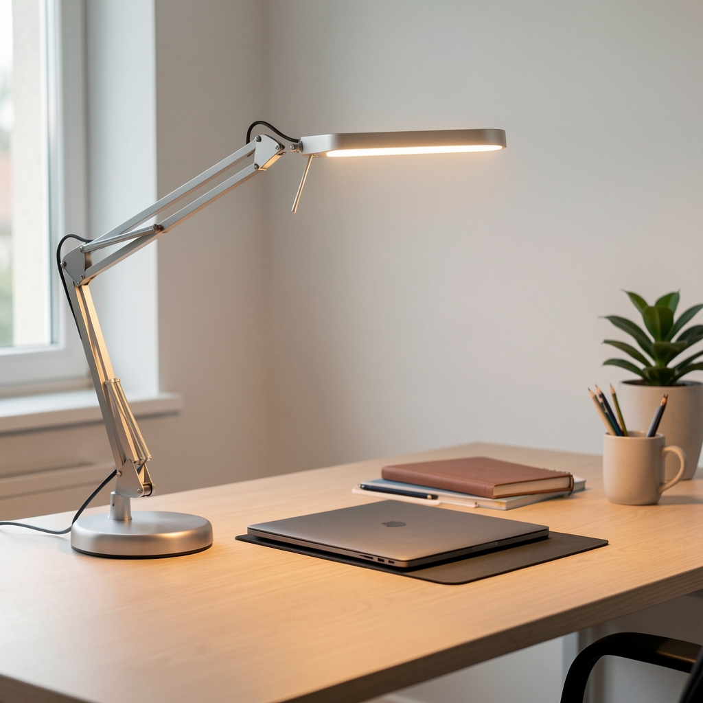Lampă de birou LED LightWave Smart 24W cu braț articulat, control touch, temperatura de culoare reglabilă și port USB-C integrat