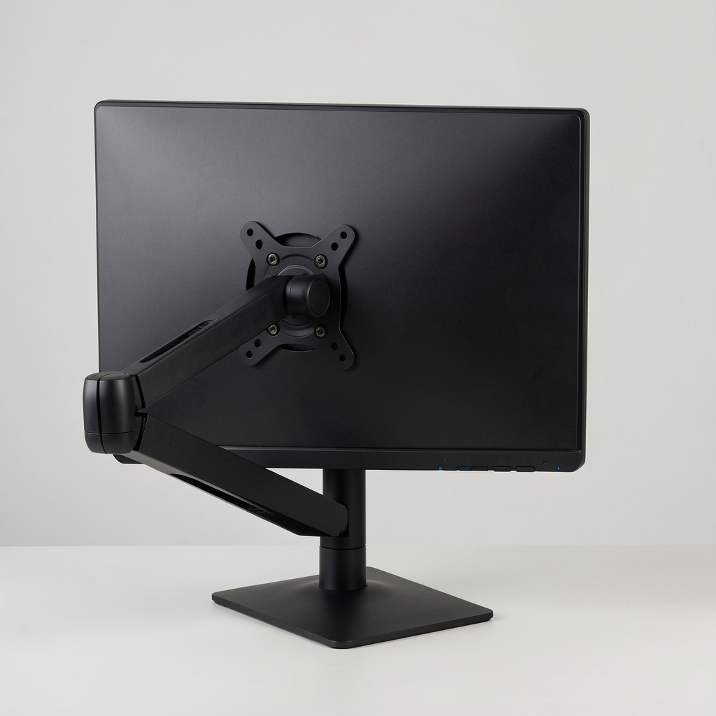 Suport monitor single Ergotron LX din aluminiu negru mat, braț articulat cu pivot 360 grade, prindere VESA 75x75 și 100x100, greutate suportată 11kg